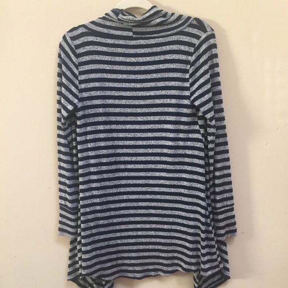 Stella & Dot Always Navy Blue Striped Gray Knit Long Cardigan Pockets Sz S - Picture 11 of 12